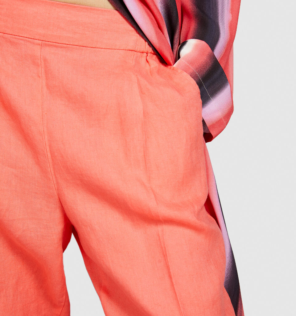 100% linen joggers - women's joggers - Coral | Sisley image number 5